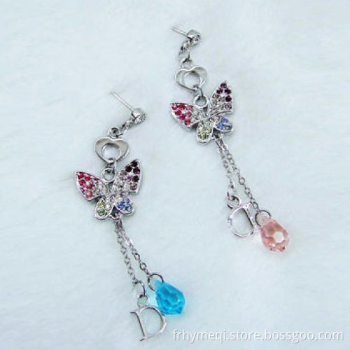 Butterfly rhinestone stud earrings